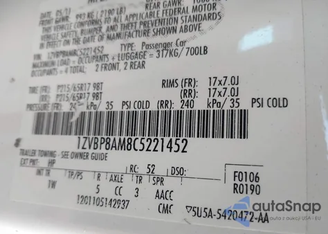 2012 Ford Mustang V6 from USA, damaged, VIN 1ZVBP8AM8C5221452